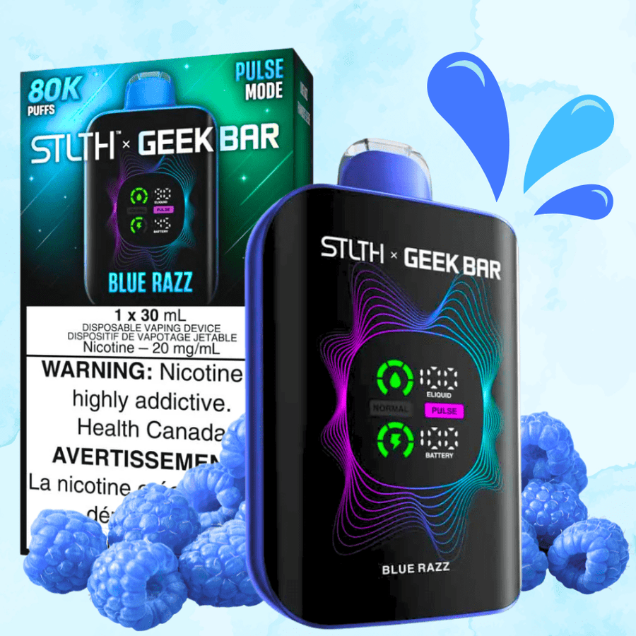 STLTH x Geek Bar 80K Disposable Vape-Blue Razz 20mg / 80000 Puffs Winkler Vape SuperStore and Bong Shop Manitoba Canada
