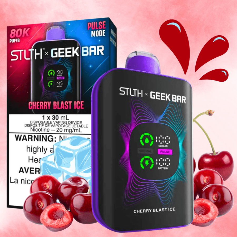 STLTH x Geek Bar 80K Disposable Vape-Cherry Blast Ice 20mg / 80000 Puffs Winkler Vape SuperStore and Bong Shop Manitoba Canada