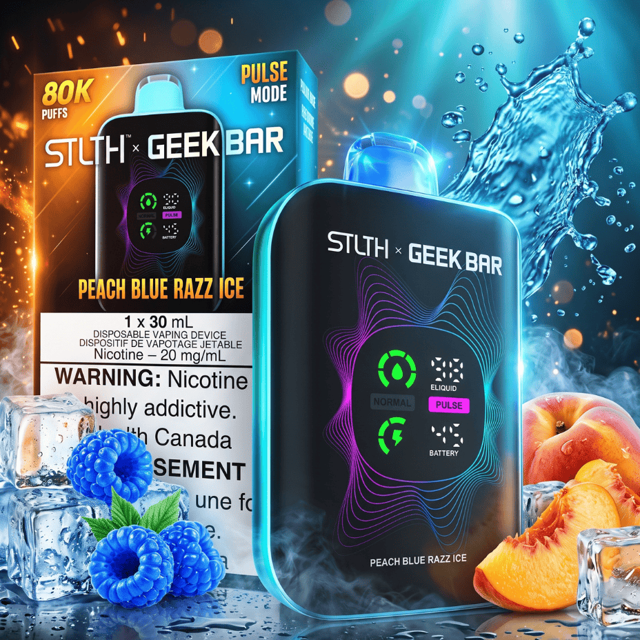 STLTH x Geek Bar 80K Disposable Vape - Peach Blue Razz Ice 80000 Puffs / 20mg Winkler Vape SuperStore and Bong Shop Manitoba Canada