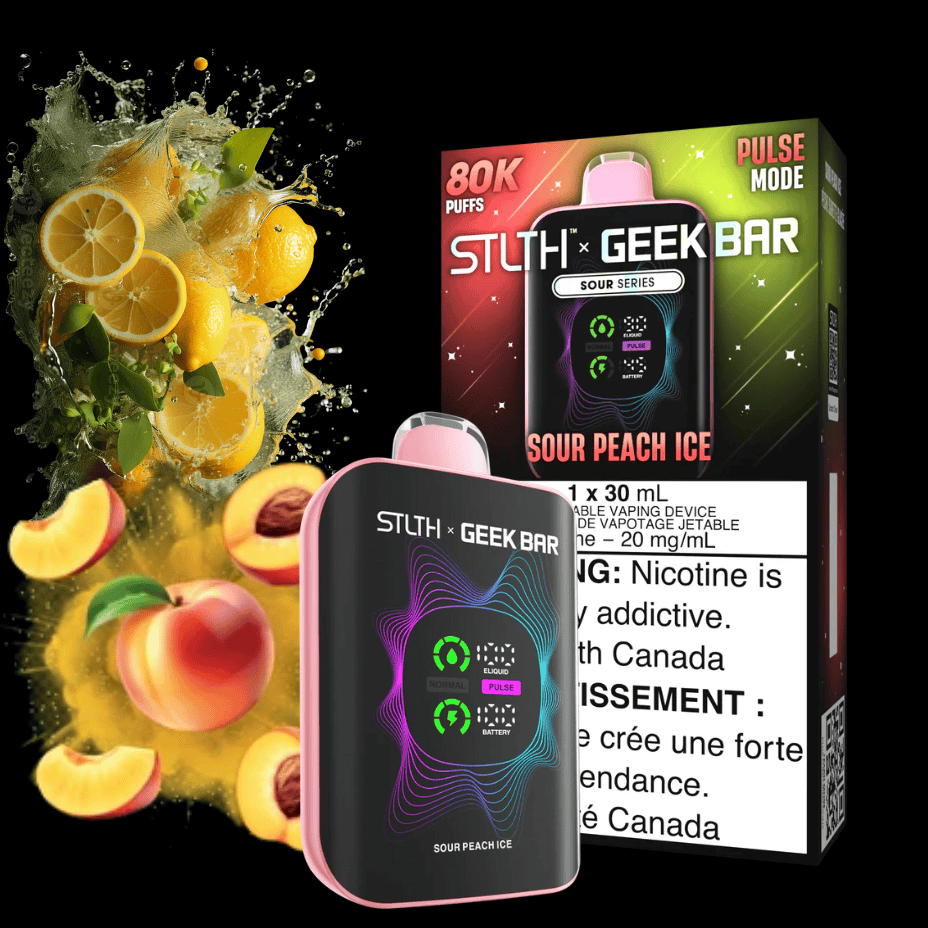 STLTH x Geek Bar 80K Disposable Vape - Sour Peach Ice 80000 / 20mg Winkler Vape SuperStore and Bong Shop Manitoba Canada