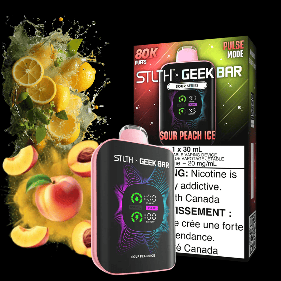 STLTH x Geek Bar 80K Disposable Vape - Sour Peach Ice 80000 / 20mg Winkler Vape SuperStore and Bong Shop Manitoba Canada
