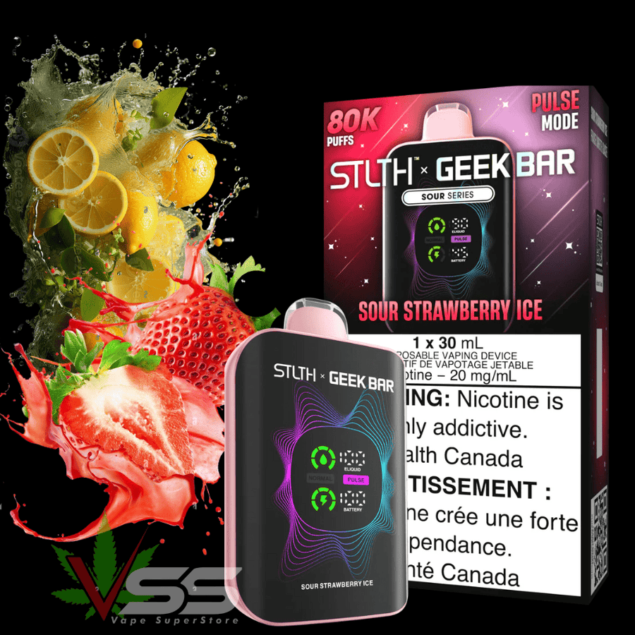 STLTH x Geek Bar 80K Disposable Vape - Sour Strawberry Ice 80000 / 20mg Winkler Vape SuperStore and Bong Shop Manitoba Canada