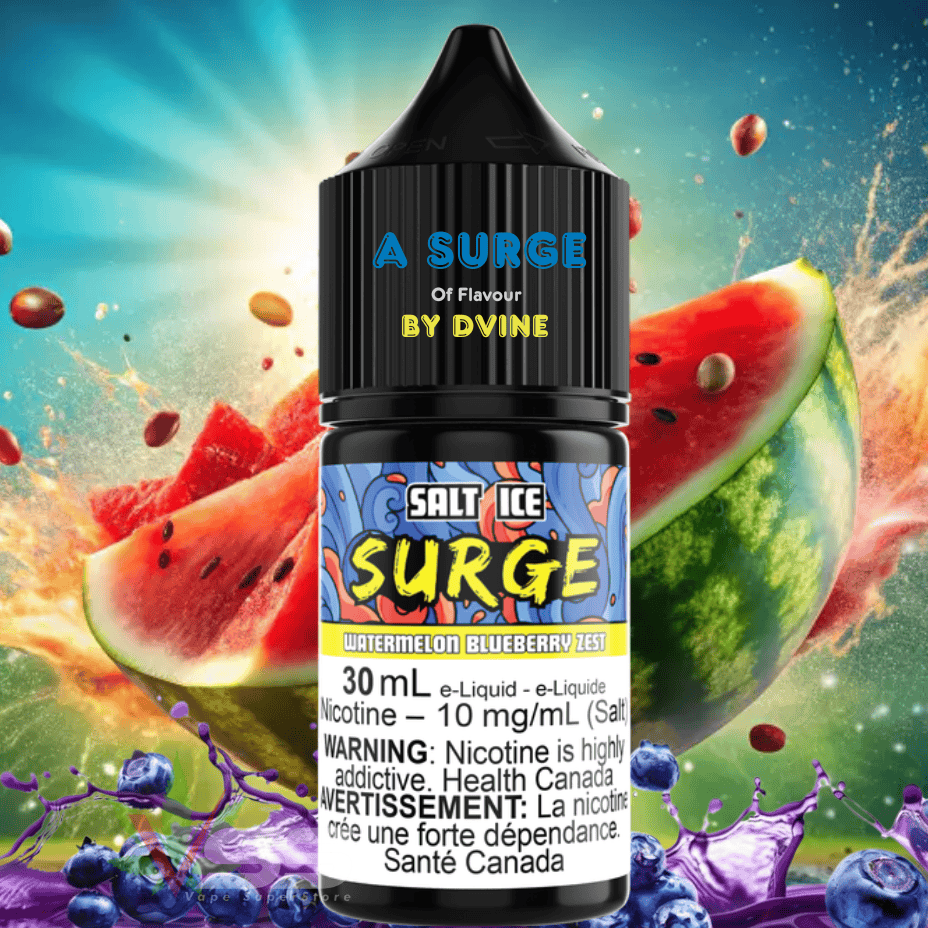Surge E-Liquid-Watermelon Blueberry Zest Salt 30ml 10mg Winkler Vape SuperStore and Bong Shop Manitoba Canada