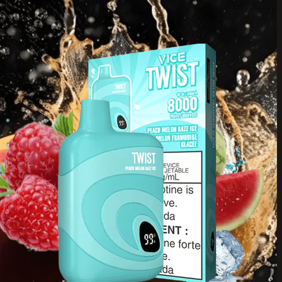 Vice Twist Disposables 8000 Puffs / 20mg Vice Twist Disposable Vape-Peach Melon Razz Ice Vice Twist Disposable Vape-Peach Melon Razz Ice Ice-Winkler Vape SuperStore, Manitoba Canada