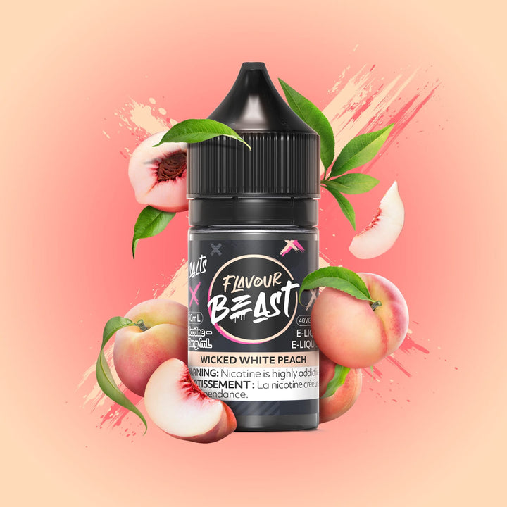 Wicked White Peach Salts by Flavour Beast E-Liquid 30ml / 20mg Winkler Vape SuperStore and Bong Shop Manitoba Canada